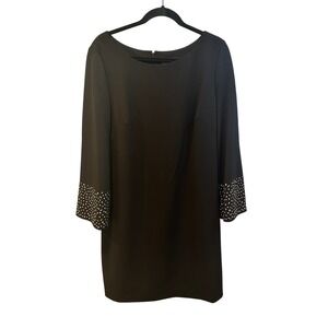 Jessica Howard Black Rhinestone Bell Sleeve Shift Dress JH9M6473 Womens 16